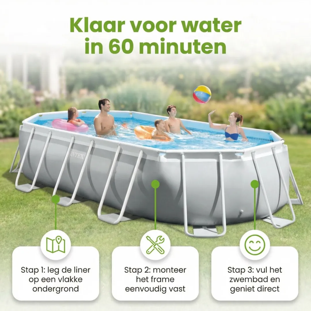 Intex Ovaal Prism Frame Zwembad 503x274x122cm - Grijs - afbeelding 3 van 6