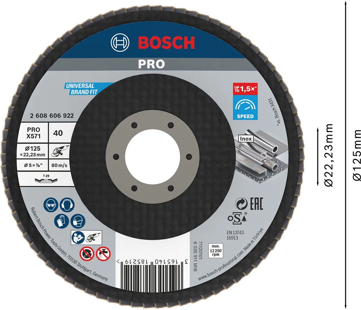 Bosch - Lamellenschuurschijf 125 mm, 22,23 mm, 40