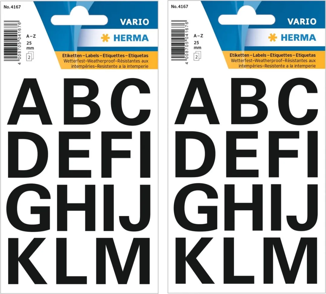 Herma Alfabetstickers Zwart 25mm - 84 Stuks
