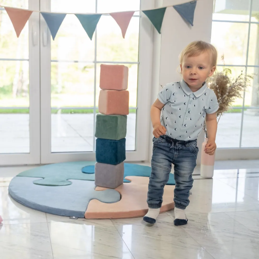 KiddyMoon Foam Blokken - 6 Stuks - Lagune turkoois/ijsblauw