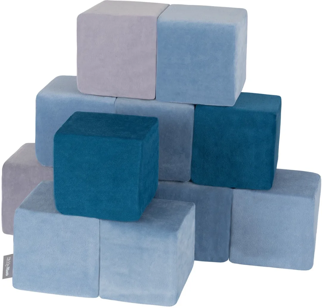 KiddyMoon Foam Blokken - 6 Stuks - Lagune turkoois/ijsblauw