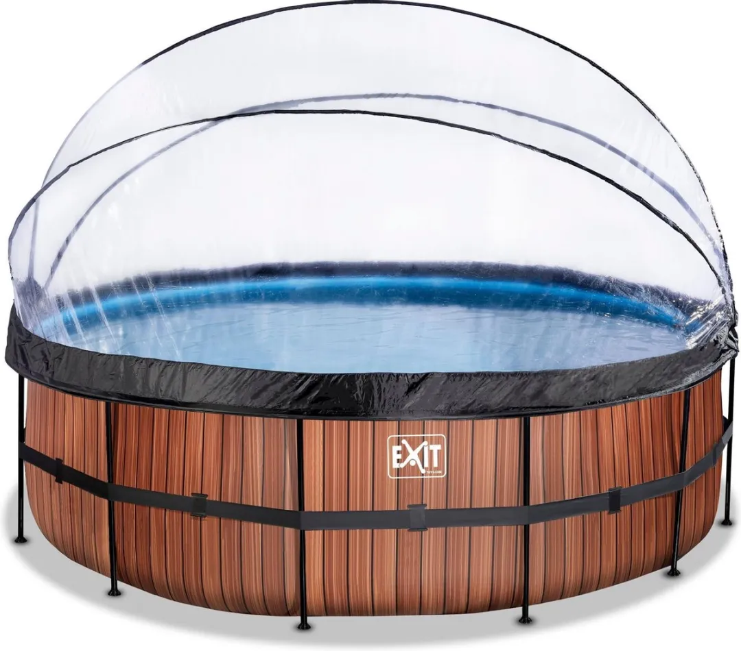 EXIT Wood Zwembad 470cm Bruin - 15.233L met Zandfilterpomp & Overkapping