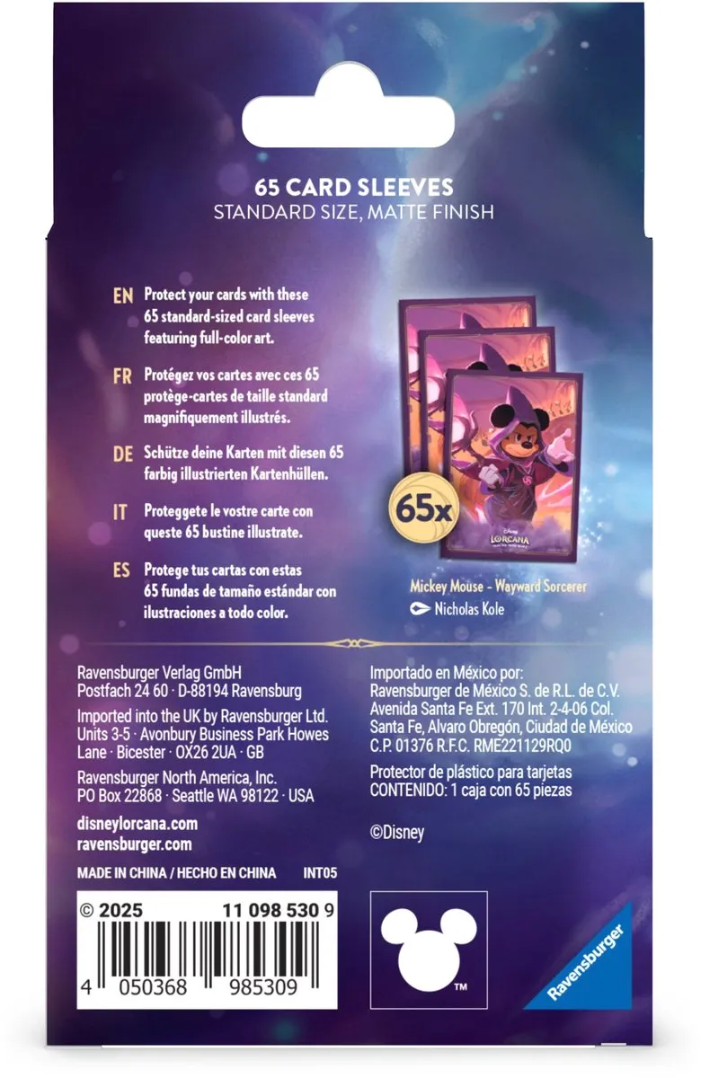 Ravensburger Disney Lorcana Card Sleeves Sorcerer Mickey - 65x