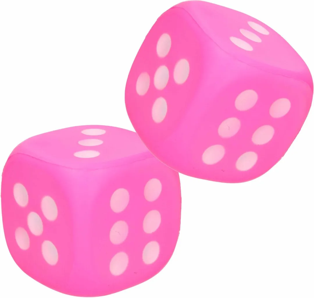 Johntoy Grote Foam Dobbelsteen Roze 12cm - 2 Stuks