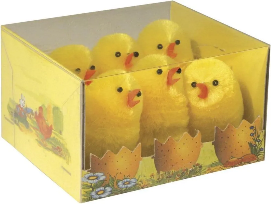 Decoris Pluche Kip & Mini Kuikentjes - 7 Stuks - Multi