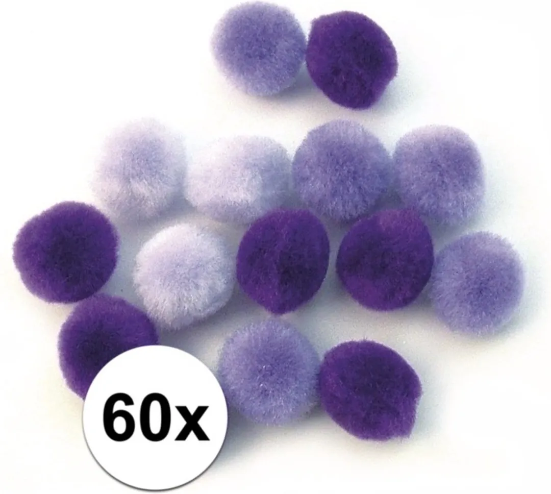 Rayher Knutsel Pompons 60 Stuks - 15mm - Paars