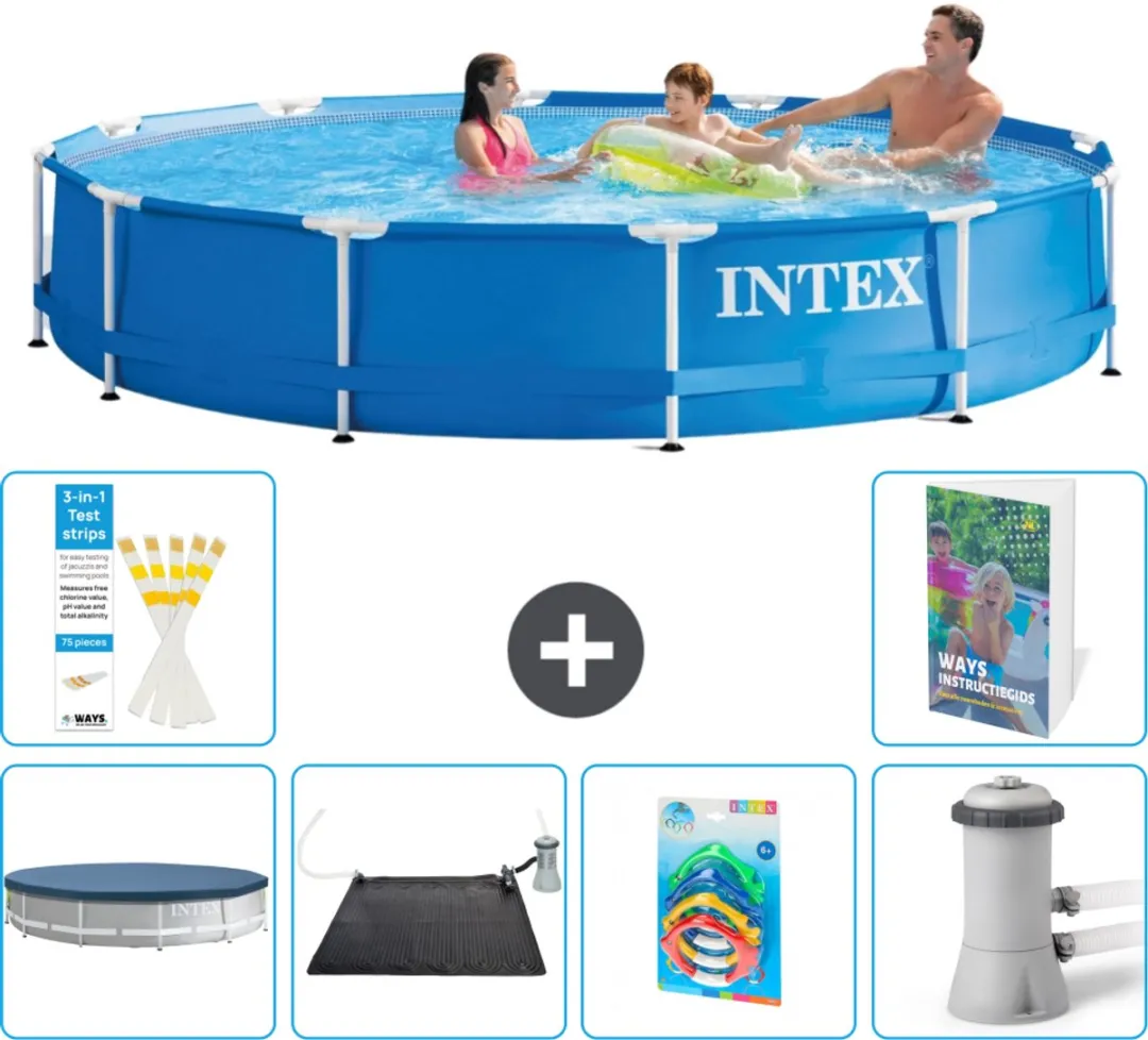 Intex 28210NP-Blauw Rond Frame Zwembad 366x76cm