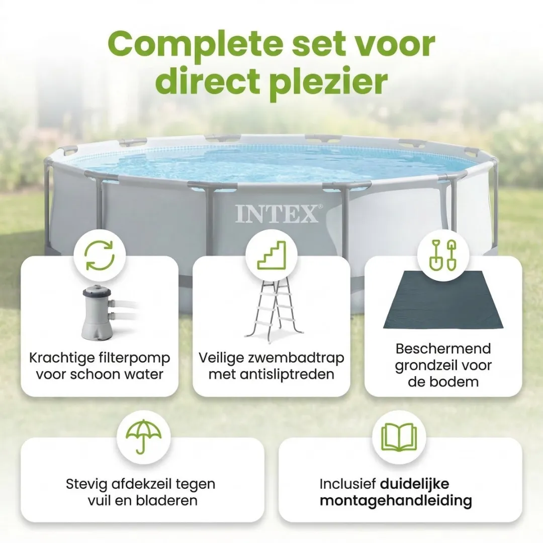 Intex Rond Prism Frame Zwembad 457x122cm - Grijs - 16.805L
