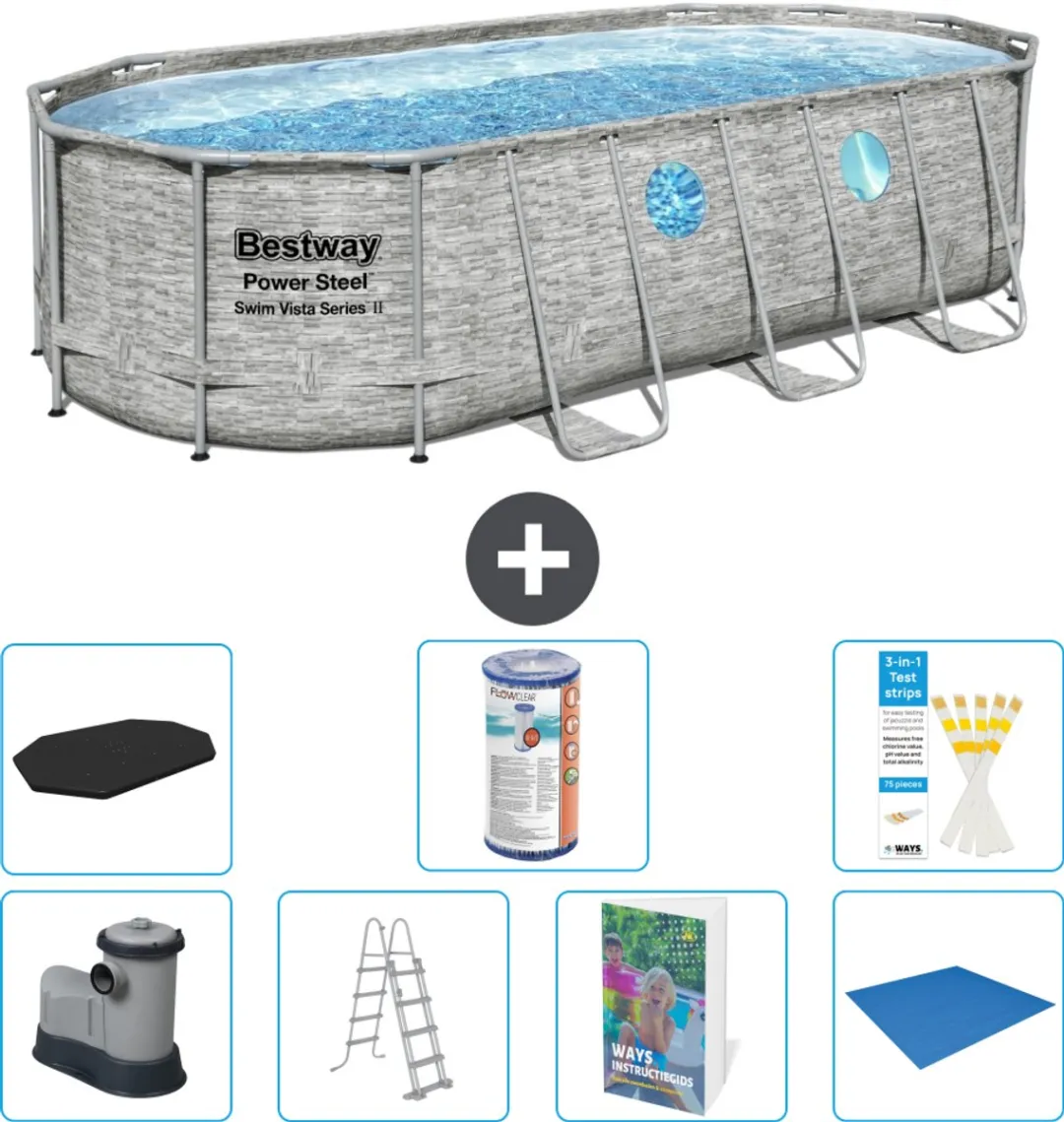 Bestway Ovaal Power Steel Swim Vista Zwembad 549x274cm