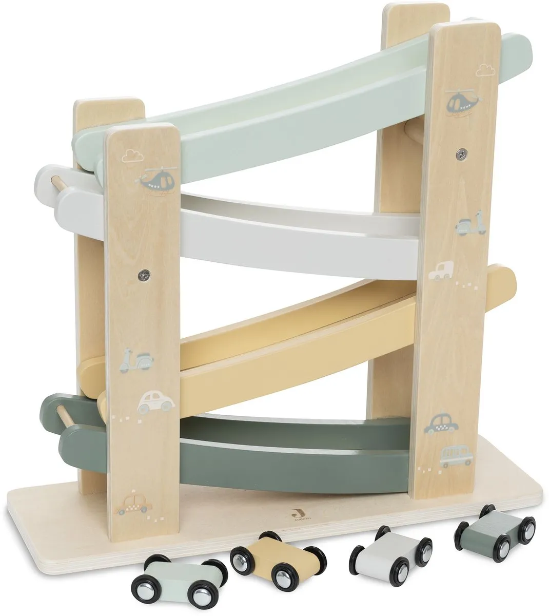 Jollein Wooden Ramp Racer Cars On The Go - Multicolor