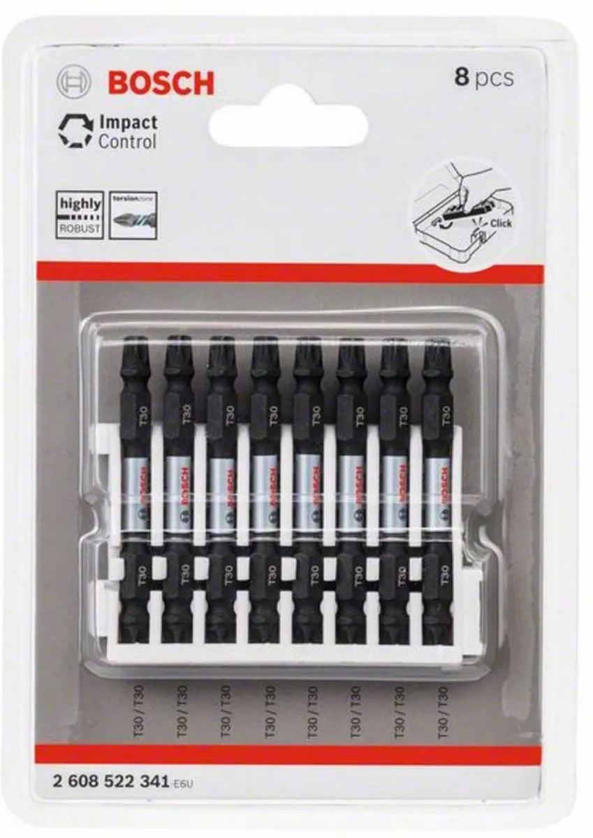 Bosch Impact Dubbel Bit 65mm T30 - 8 Stuks