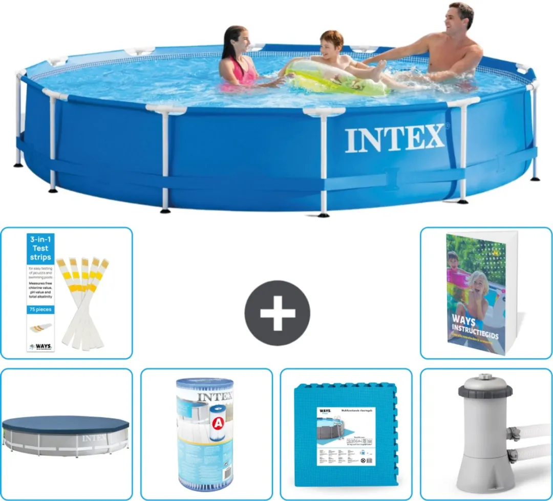 Intex 28210NP-Blauw Rond Frame Zwembad 366x76cm - Blauw