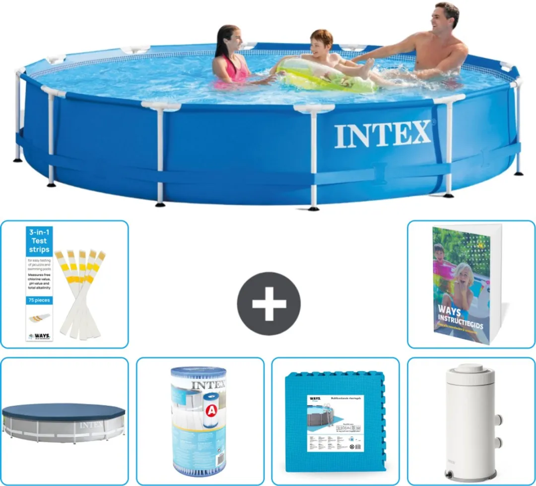 Intex 28210NP-Blauw Rond Frame Zwembad 366x76cm