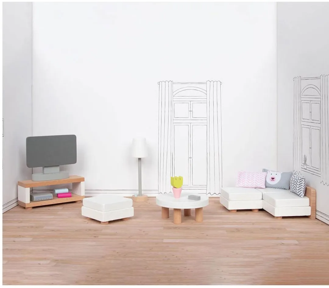 Goki Design Woonkamer Poppenhuismeubeltjes 15-delig - Meerkleurig
