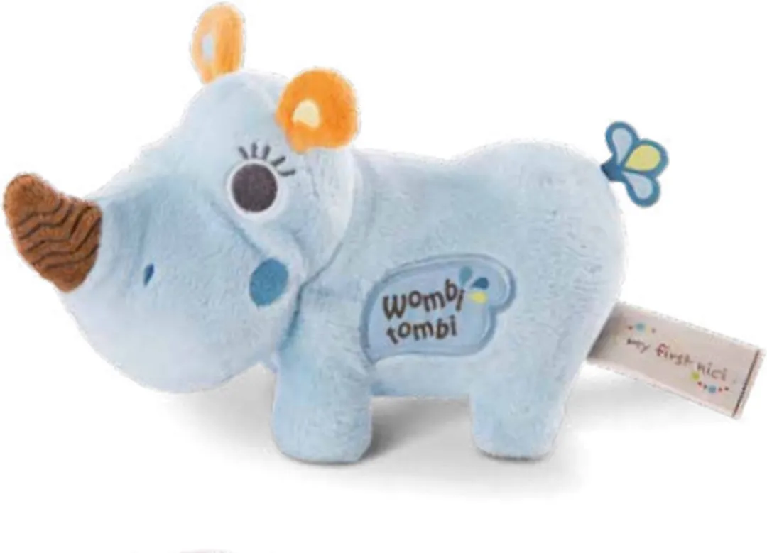 Nici Manuffi 3D Neushoorn Pluche - 20 cm - Blauw