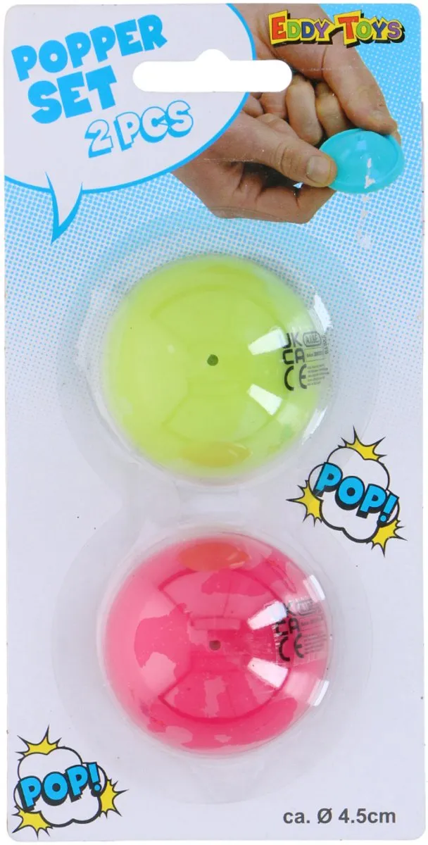 Eddy Toys Popper Set 2 Stuks - Blauw/ Groen/ Rood/ Roze - afbeelding 4 van 4