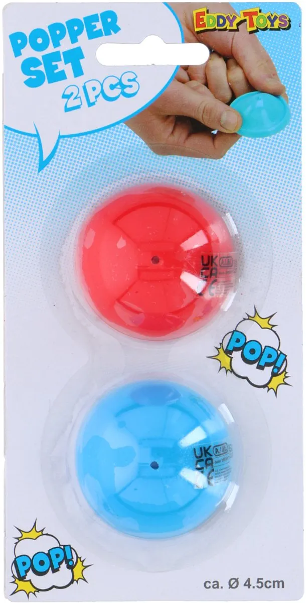 Eddy Toys Popper Set 2 Stuks - Blauw/ Groen/ Rood/ Roze - afbeelding 2 van 4