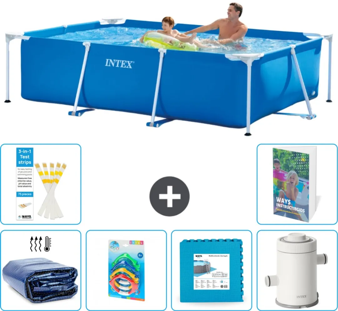 Intex Rechthoekig Frame Zwembad 260x160cm - Blauw - 7-delig - afbeelding 2 van 6