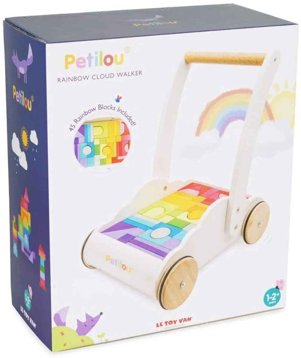 Le Toy Van Regenboog Wolk Stapper Houten Loopauto - 40 Stuks