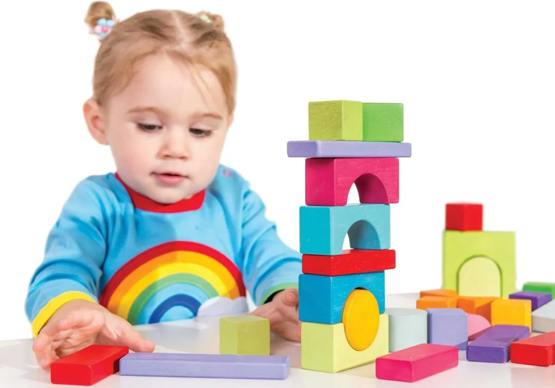 Le Toy Van Regenboog Wolk Stapper Houten Loopauto - 40 Stuks