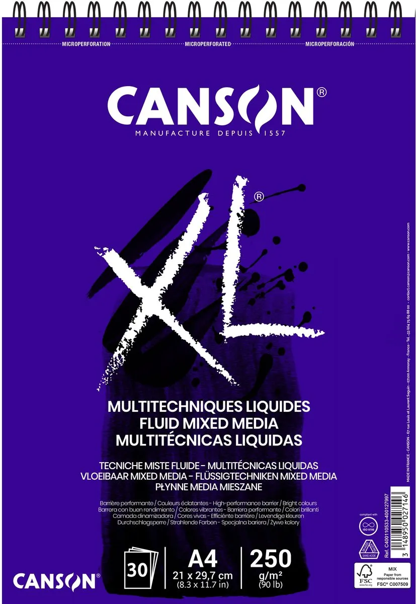 Canson XL Mixed Mediapapier 250g A4 Wit - 30 Vel