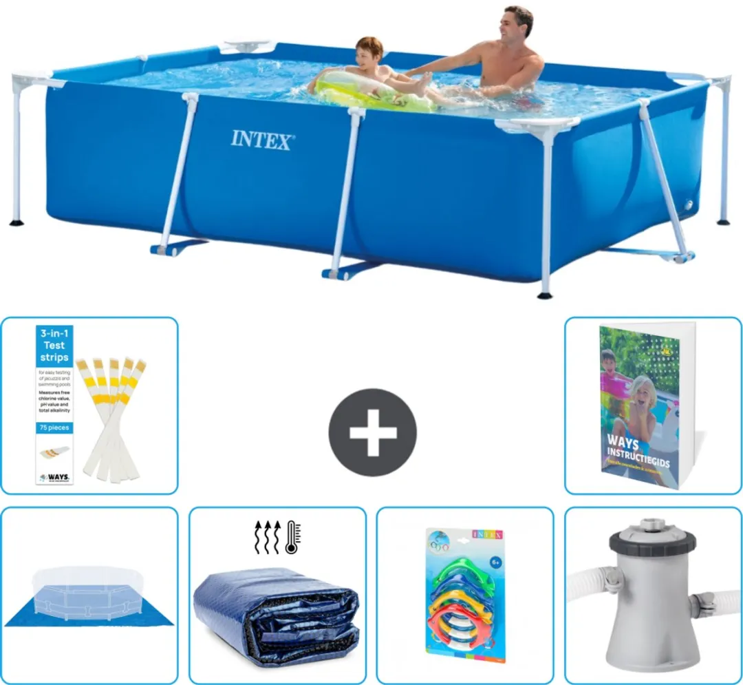 Intex Rechthoekig Frame Zwembad 260x160cm - Blauw - 2282L - 7-delig - afbeelding 2 van 6