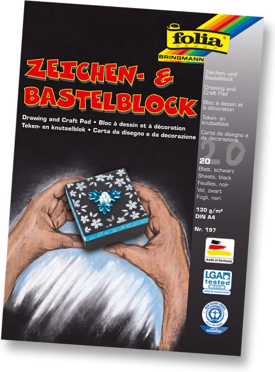Folia Tekenblok A4 Zwart 10 Vel 130g