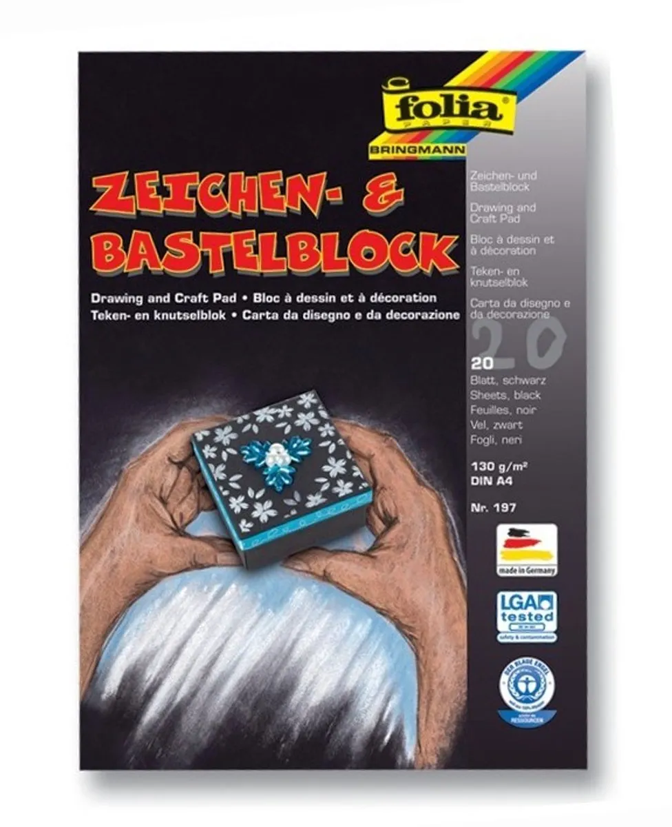 Folia Tekenblok A4 Zwart 10 Vel 130g