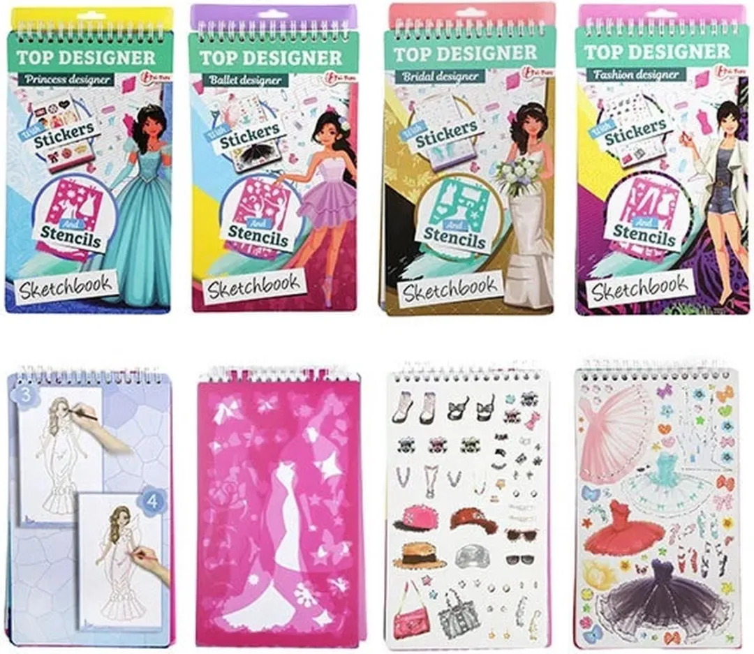 Toi-Toys Modeontwerper Schetsboek - 4 Assortiment Multicolor