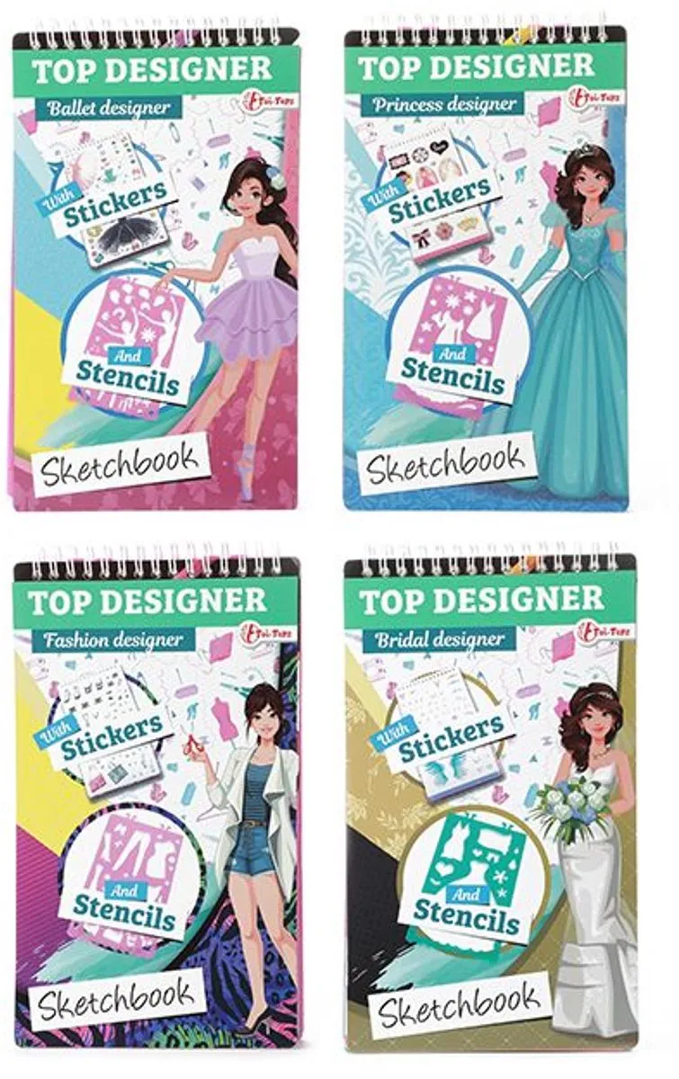 Toi-Toys Modeontwerper Schetsboek - 4 Assortiment Multicolor