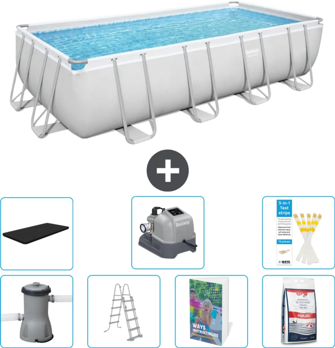 Bestway Power Steel Rechthoekig Zwembad 488x244x122cm