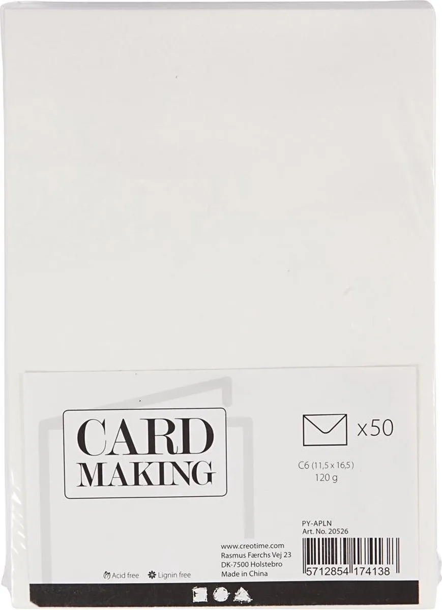 Creativ Company Enveloppen C6 - 50 Stuks - Wit