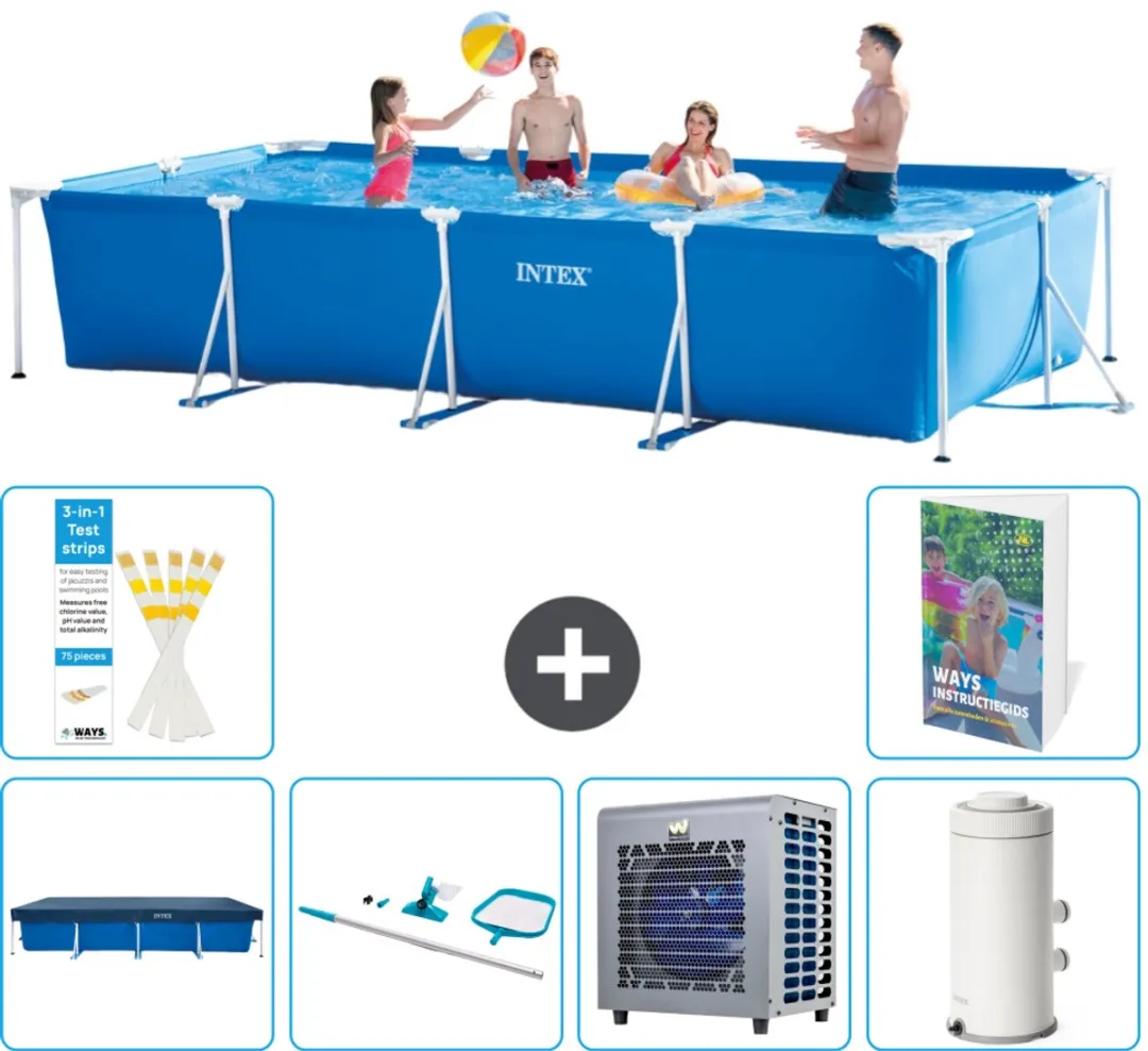 Intex Rechthoekig Frame Zwembad 450x220cm - Blauw - 7-delig