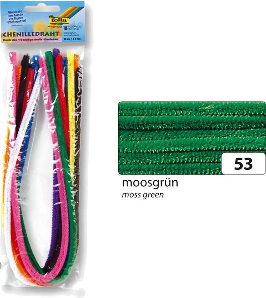 Folia Chenilledraad 50cm - 10 Stuks Mosgroen