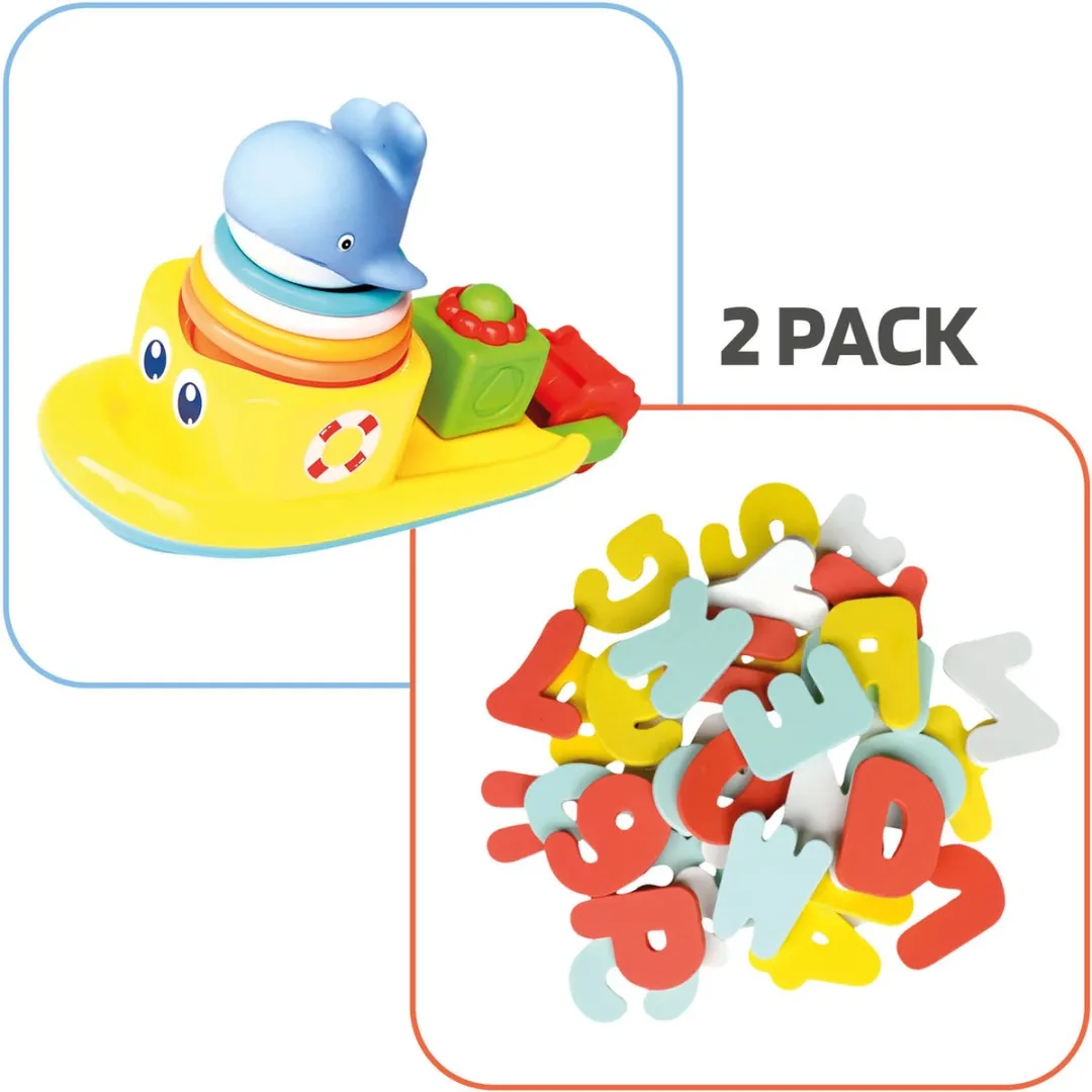 Jobber Toys Badspeelgoed Waterradboot + Letters