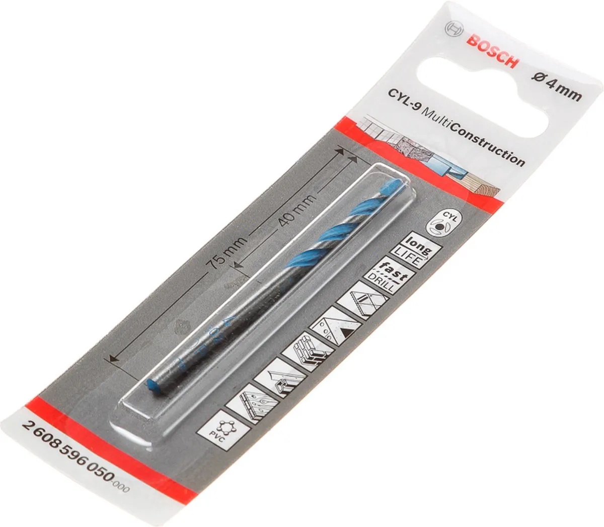 Bosch CYL-9 Multi Construction Boor 4mm - 4 Stuks