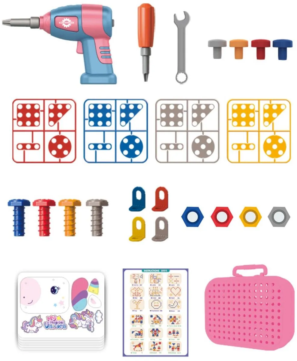 Eddy Toys Bouwset Eenhoorn - 228 Onderdelen - Roze