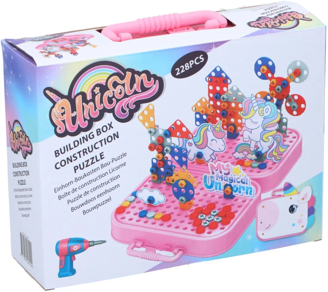 Eddy Toys Bouwset Eenhoorn - 228 Onderdelen - Roze