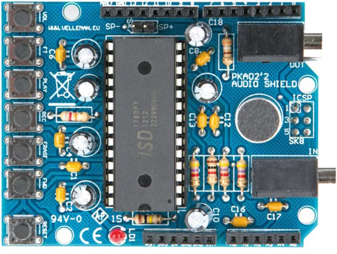 Whadda Audio-opname Shield Arduino - Blauw/Zwart - afbeelding 6 van 6