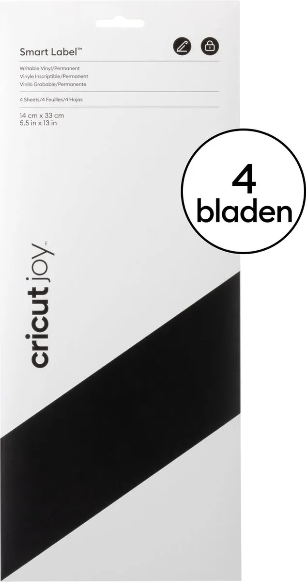Cricut Joy Beschrijfbaar Smart Vinyl 14x33cm - Zwart - 4 Vellen