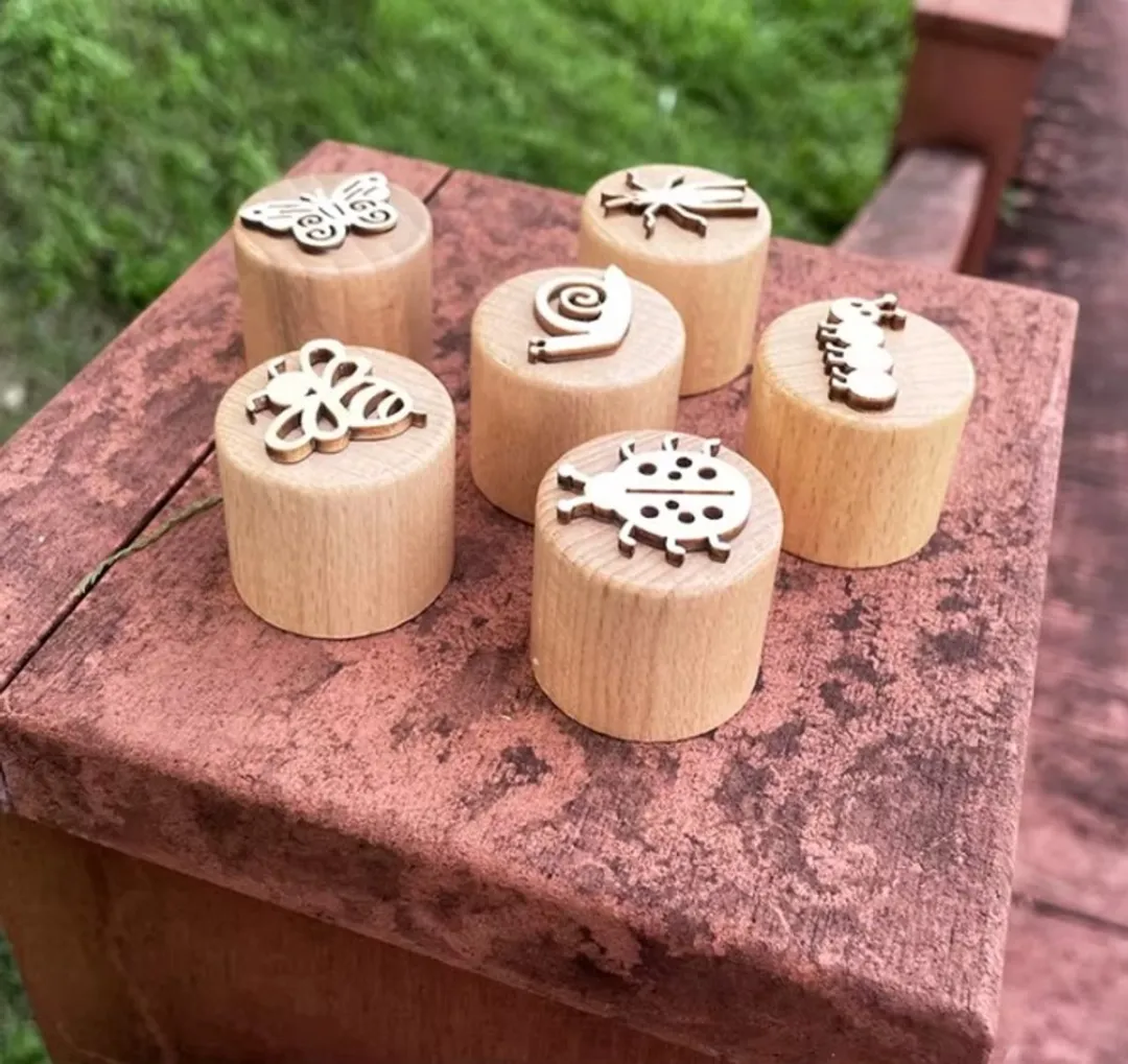 LiasToys Houten Stempel Set Insecten - 6 Stuks