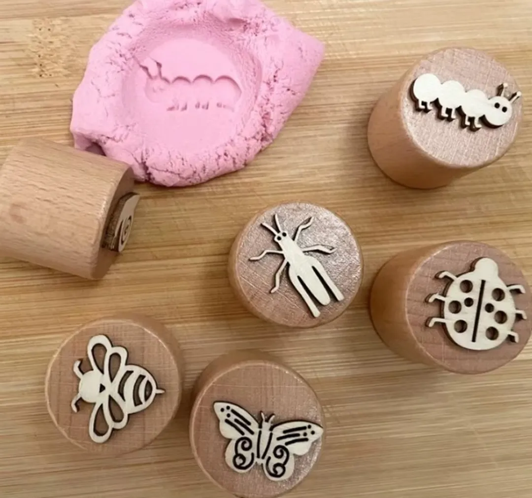 LiasToys Houten Stempel Set Insecten - 6 Stuks