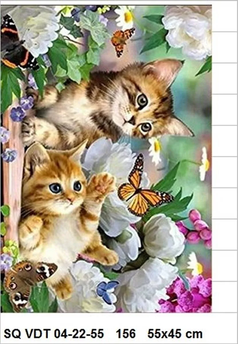 VDTOYS Diamond Painting VDTB156 Groot - Perfect Kittens 1 - 55x45cm