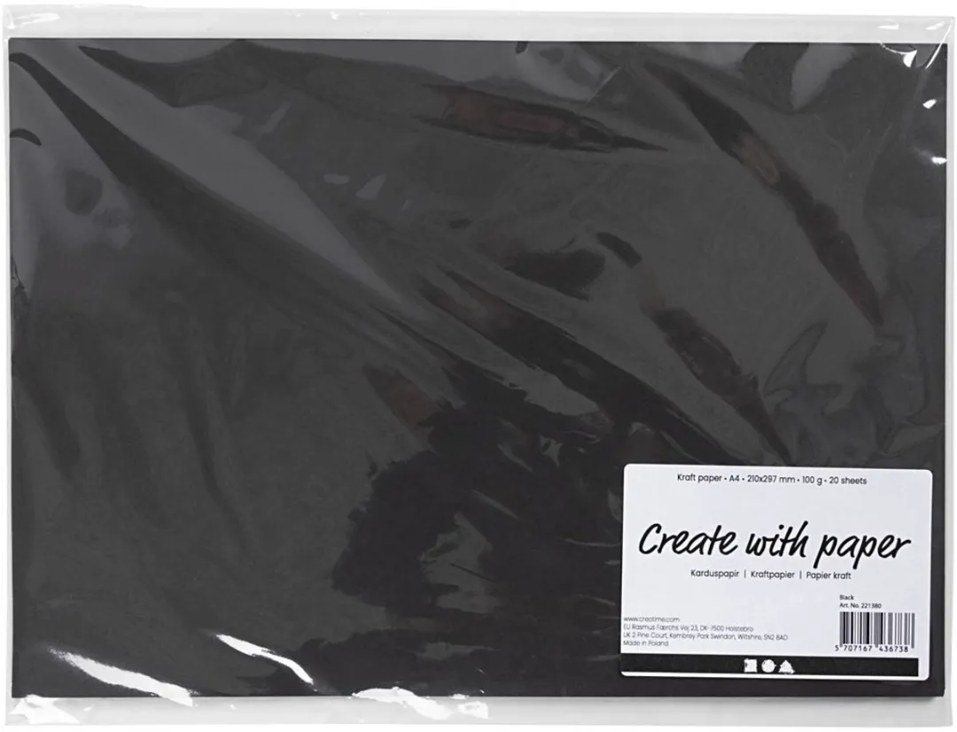 Creativ Company Gerecycled Kraft Papier A4 20 Vel - Zwart