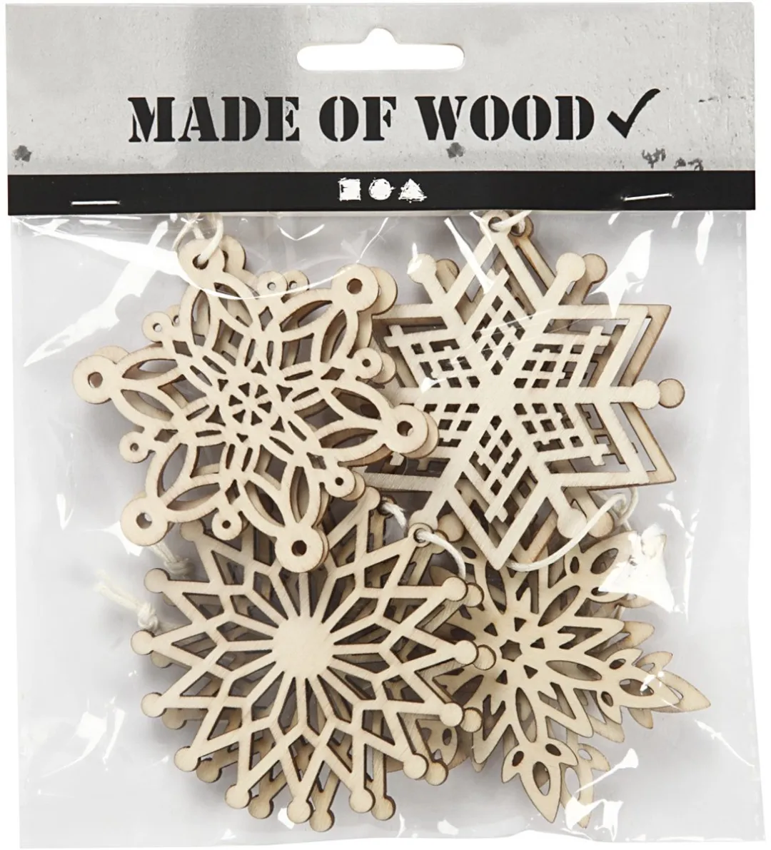 Creativ Company Houten Ornamenten 7x7x0,3cm - 8 Stuks