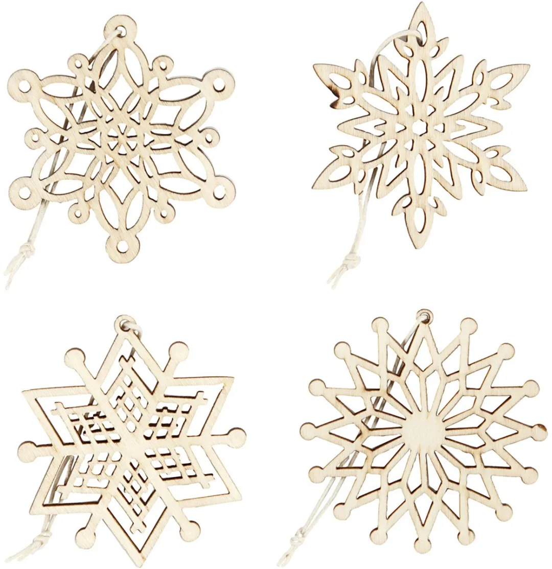 Creativ Company Houten Ornamenten 7x7x0,3cm - 8 Stuks