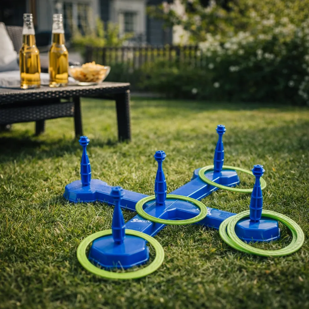 Eddy Toys Ringwerp Spel 7-delig - 5 Ringen & 2 Kruizen - Blauw/Zwart - afbeelding 4 van 5