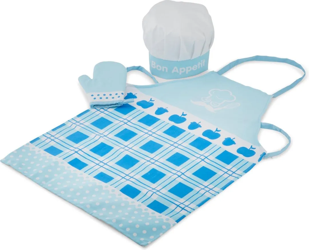 New Classic Toys Keukenschort - Blauw met muts en ovenwant