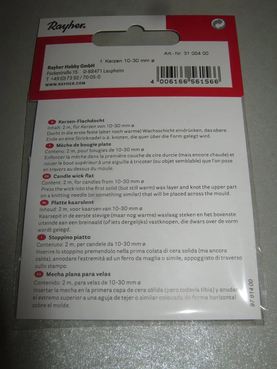 RAYHER Kaarsenlont 3mm Wit - 2m