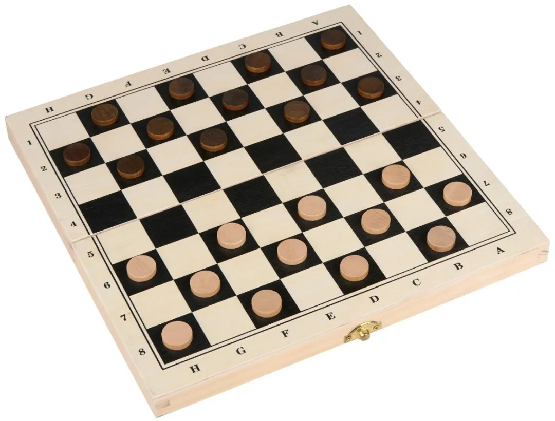 Eddy Toys Houten Schaak- en Dambord 65-delig - Opvouwbaar 2-in-1